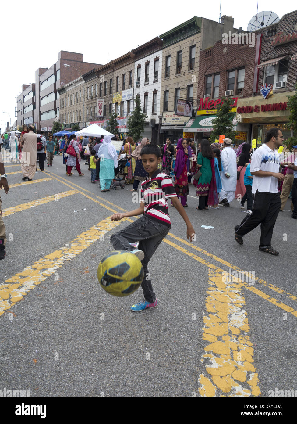 Pakistani Independence Day street festival and fair in 'Little Pakistan' in the Midwood section of Brooklyn, NY, 2012. Stock Photo