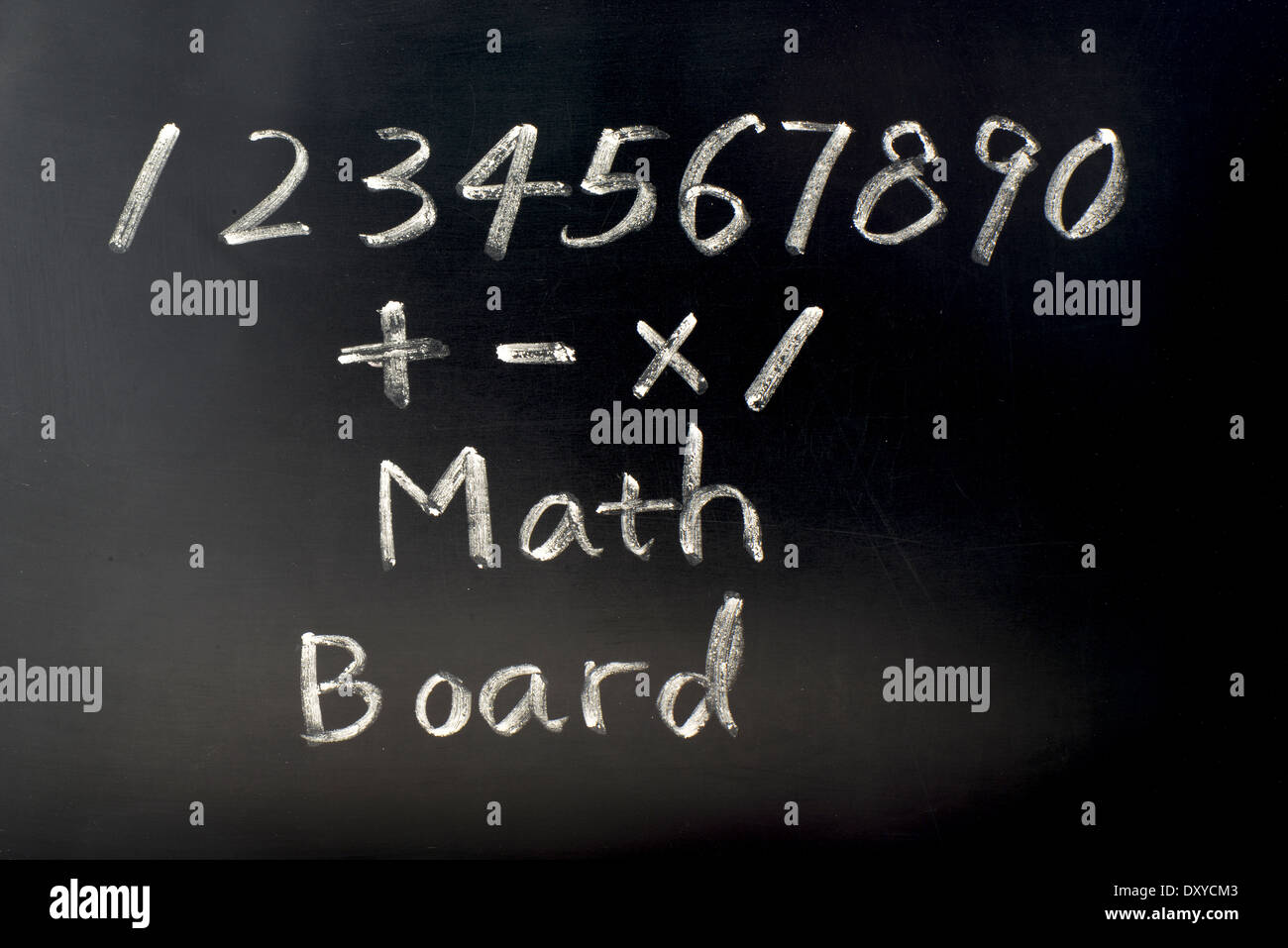 Math board with numbers written with chalk Stock Photo Alamy