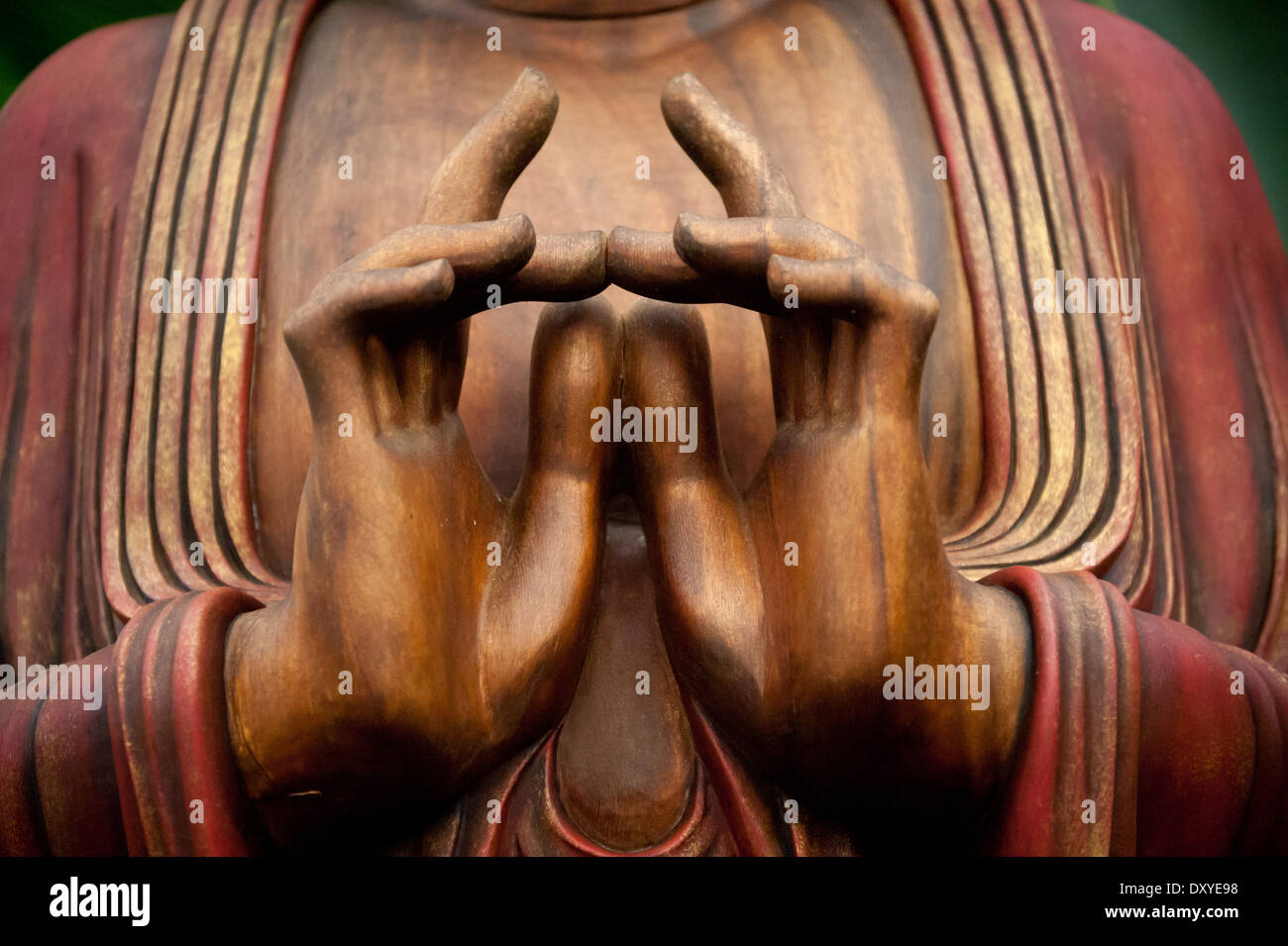 Wooden Buddha Statue Hands Stock Photo Alamy