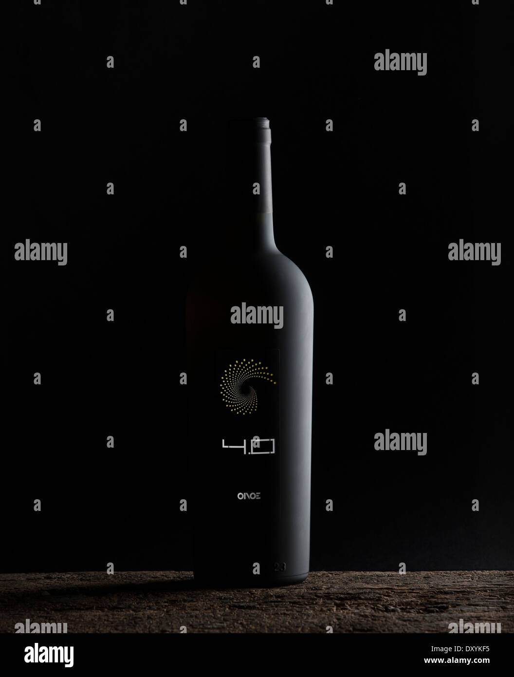 advertisement still life for wine bottle and brand called Oinoe Stock