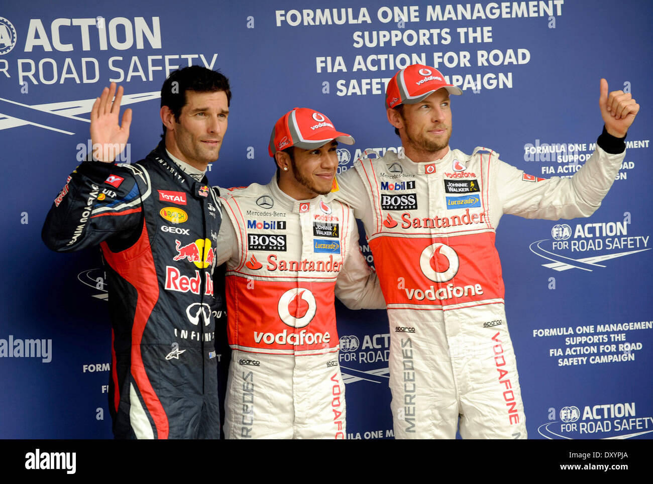 Mark Webber Lewis Hamilton Gb Uk And Jenson Button Team Mclaren