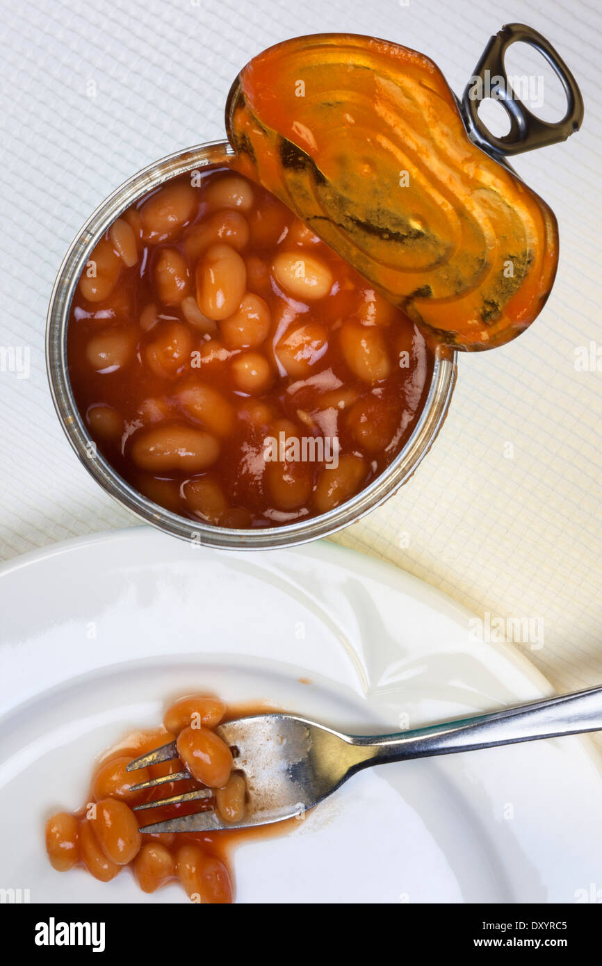 Ready Meal - Tin of Baked Beans Stock Photo
