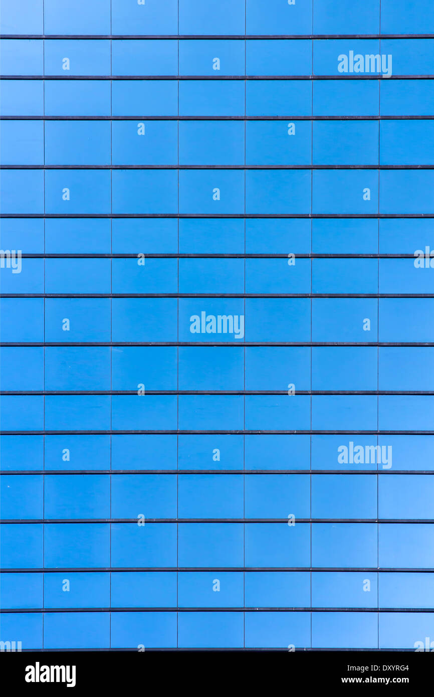 Blue Glass building skyscraper texture pattern flat plane Stock Photo