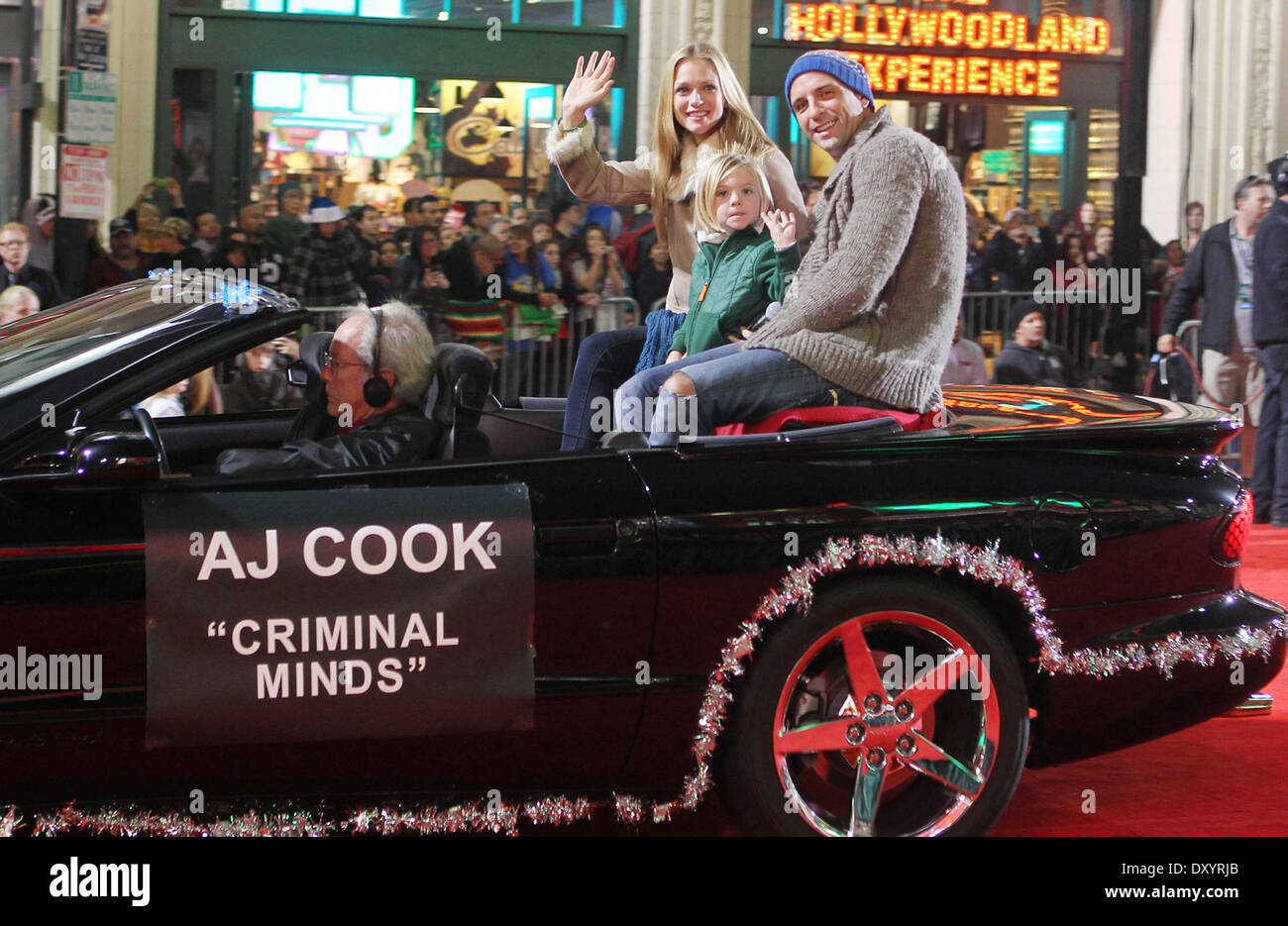 2012 Hollywood Christmas Parade Benefiting Marine Toys For Tots - Show Featuring: AJ Cook,Family Where: Los Angeles California USA When: 25 Nov 2012 Stock Photo
