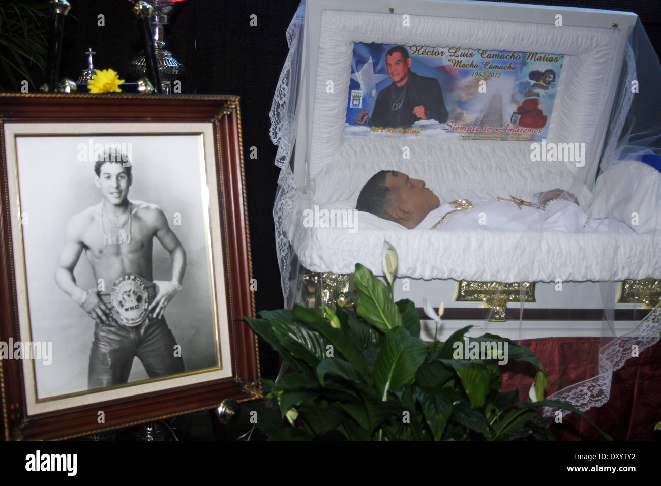The Body of boxing legend Hector Macho Camacho lies in state during a  public memorial service at the Department of Sports and Recreation on  November 27 2012 in San Juan Puerto Rico.