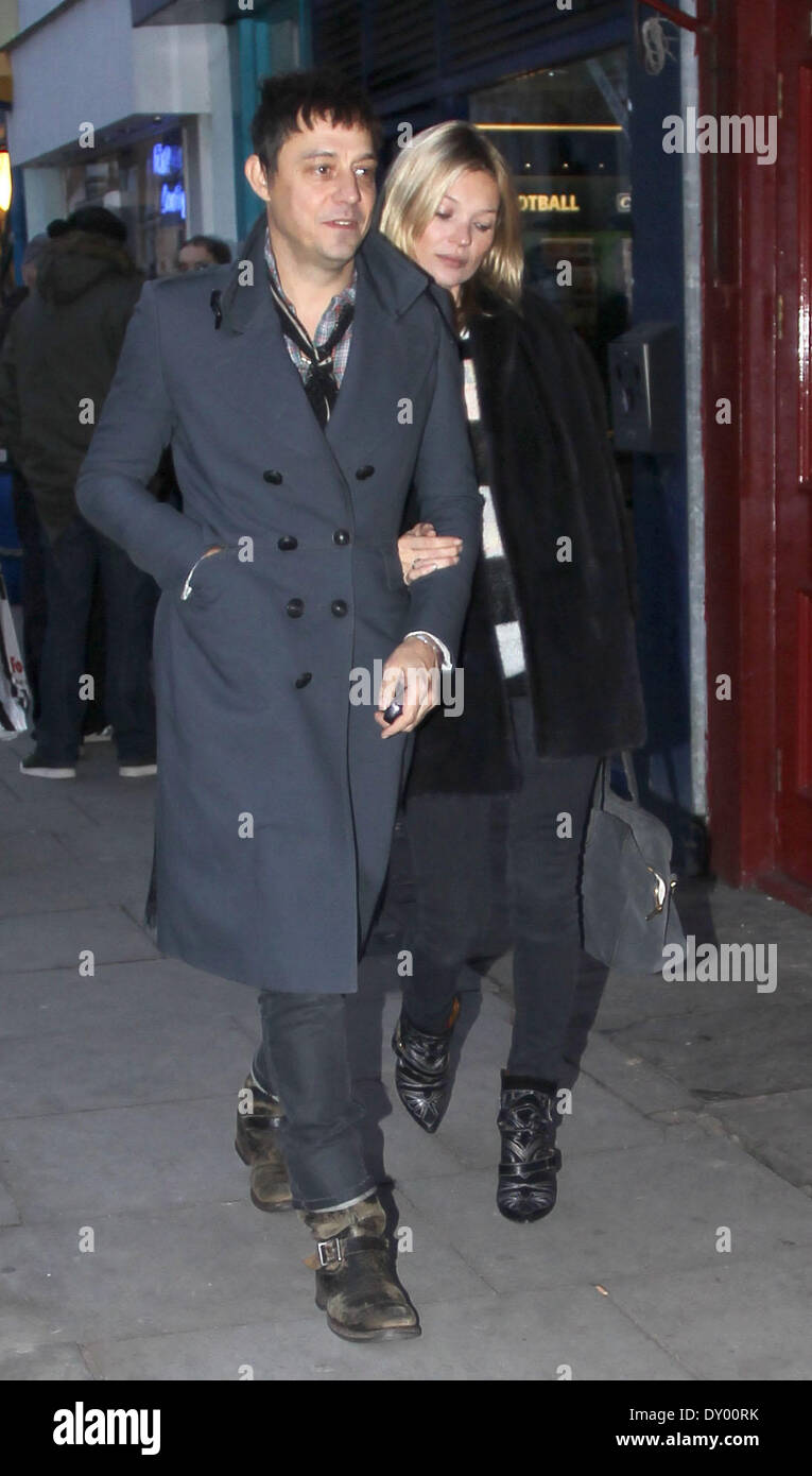 Kate Moss and Jamie Hince out shopping in Notting Hill. On the way home Kate rented a DVD film Featuring: Kate Moss,Jamie Hince Where: London United Kingdom When: 30 Nov 2012 Stock Photo