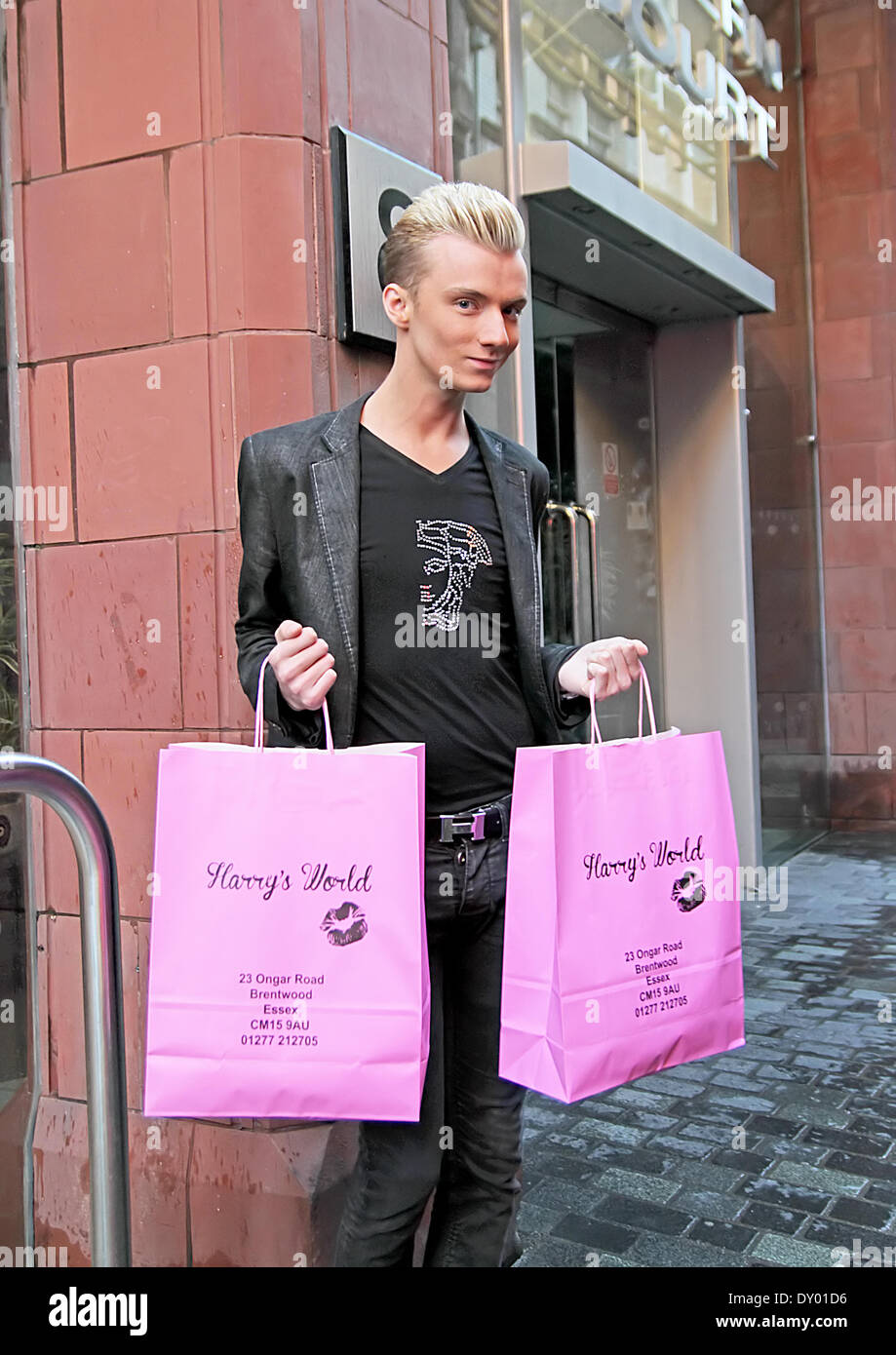 Harry Derbidge star of 'The Only Way Is Essex' launches his popup shop  'Harrys World' at Liverpool Cavern Walks Featuring: Harry Derbidge Where:  Liverpool United Kingdom When: 01 Dec 2012 Stock Photo - Alamy