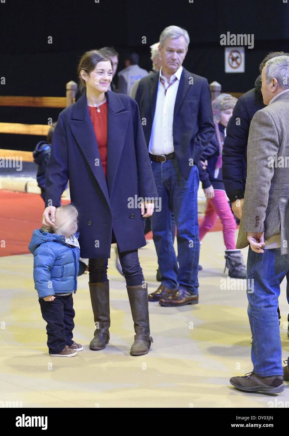 Marion Cotillard and her son Marcel at the Gucci Paris Masters 2012 at