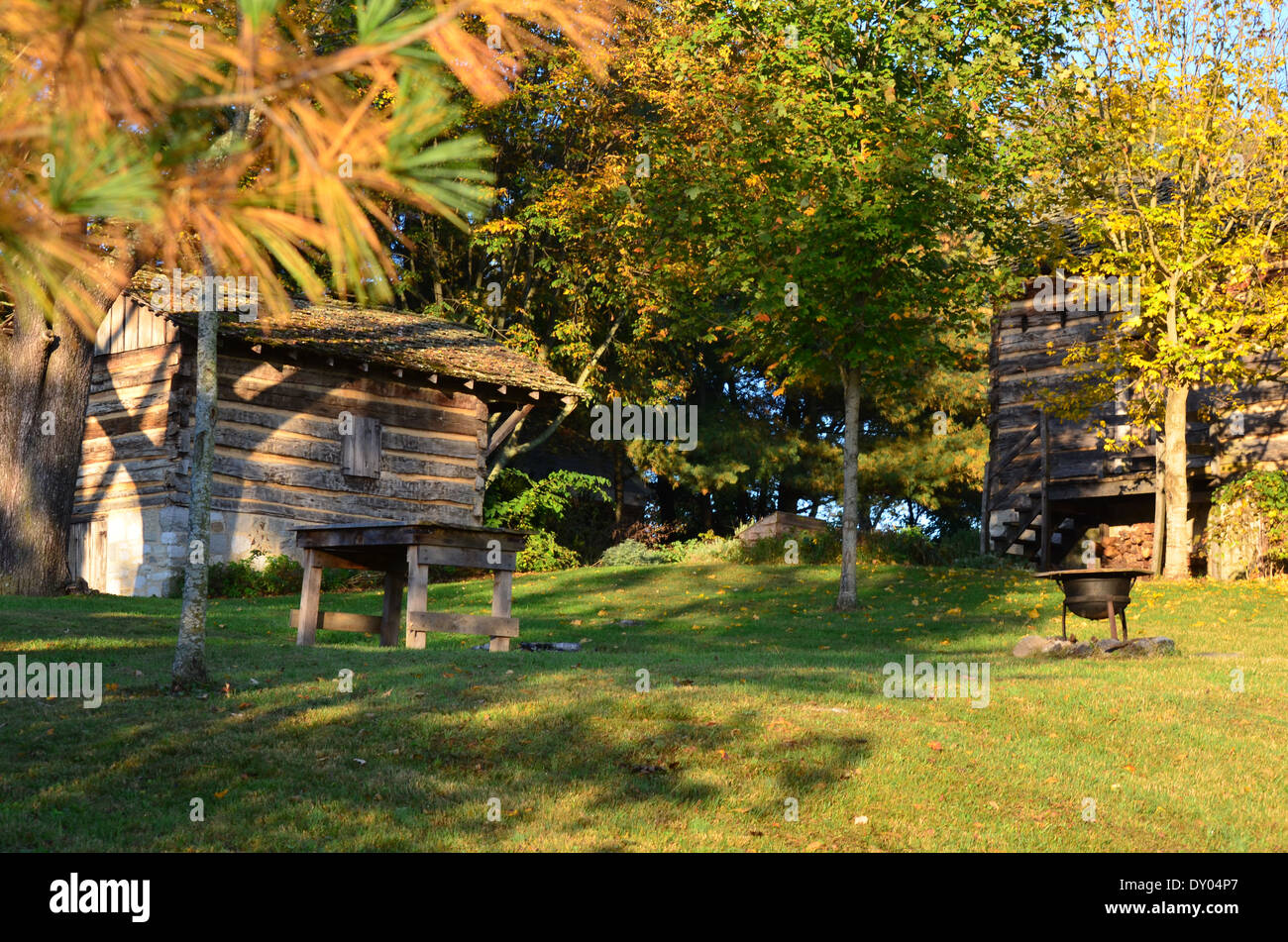 Log Cabins At Rocky Mount In Northeast Tennessee Stock Photos