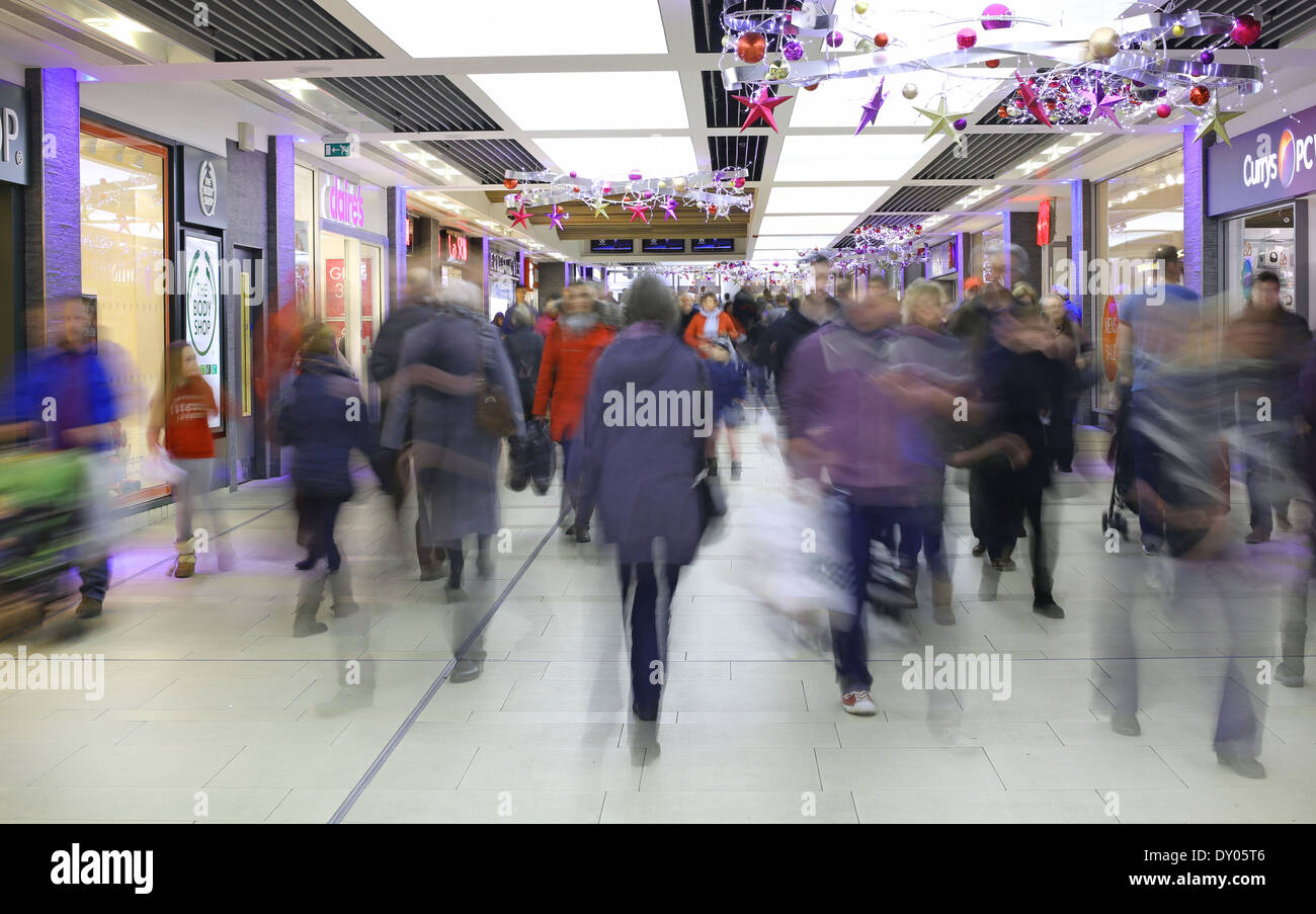 Shopping centre busy with shoppers in Aberdeen, Scotland, UK Stock Photo