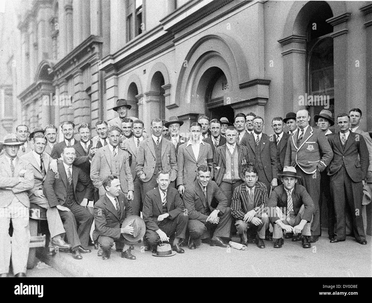Country Rugby League team outside Rugby League headquarters, c. 1929
