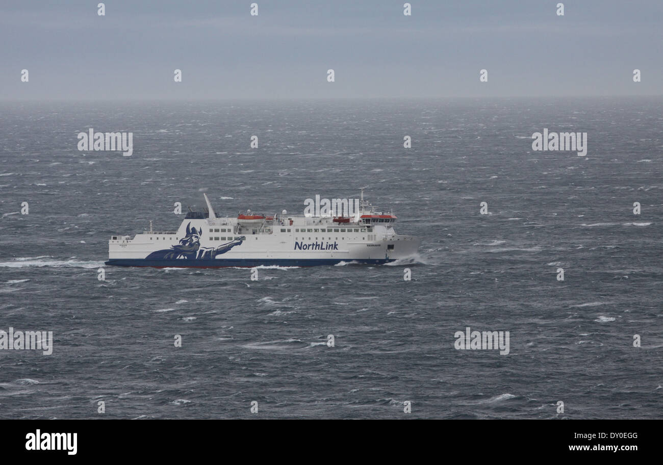Northlink ferry MV Hamnavoe crossing Pentland Firth to Orkney Scotland  March 2014 Stock Photo