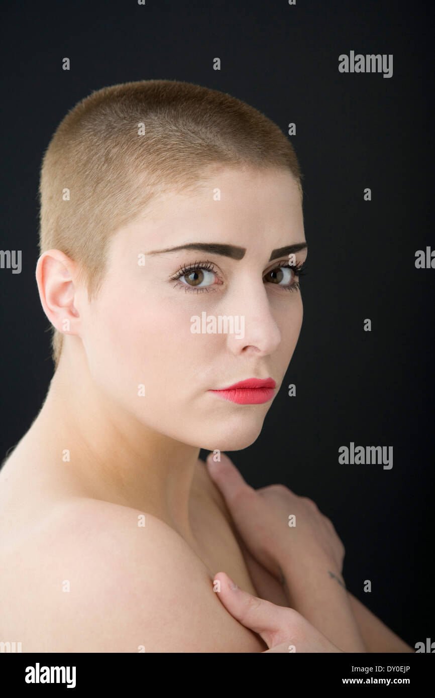 portrait-of-a-woman-with-shaved-hair-stock-photo-alamy