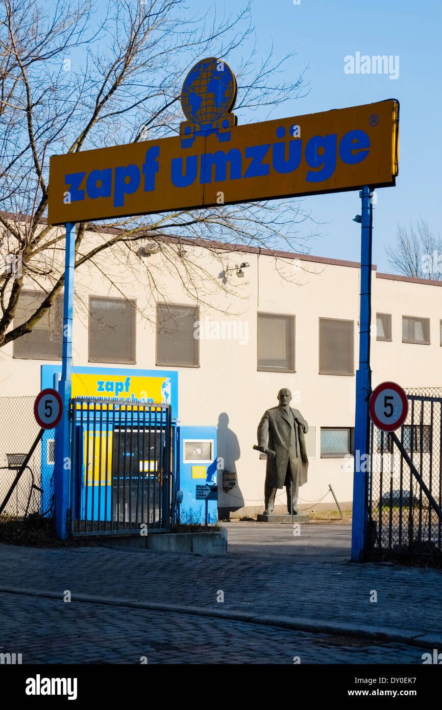 Lenin Statue on company site of Zapf removals, Berlin, Germany Stock Photo