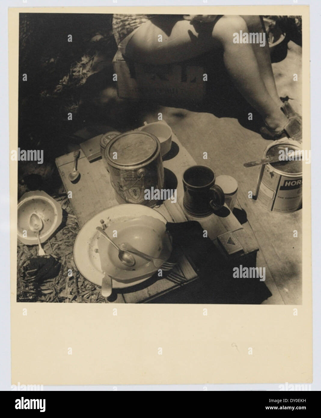 Study of plates at the campsite from Camping trips on Culburra Beach by Max Dupain and Olive Cotton Stock Photo