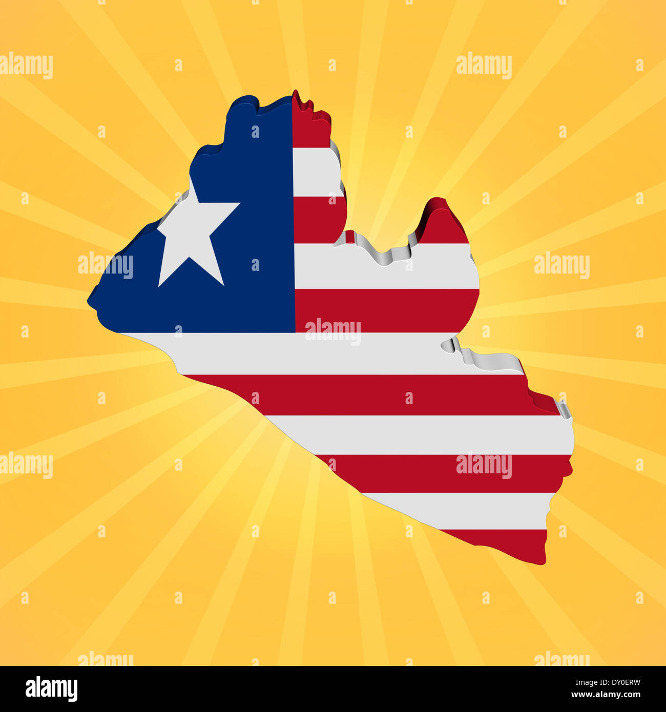 Liberia map flag on sunburst illustration Stock Photo - Alamy