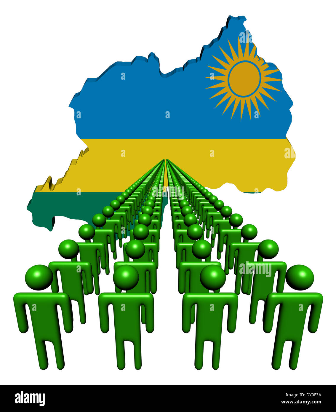 Symbolization Rwanda Drawing Lines of people with Rwanda map flag illustration Stock Photo - Alamy