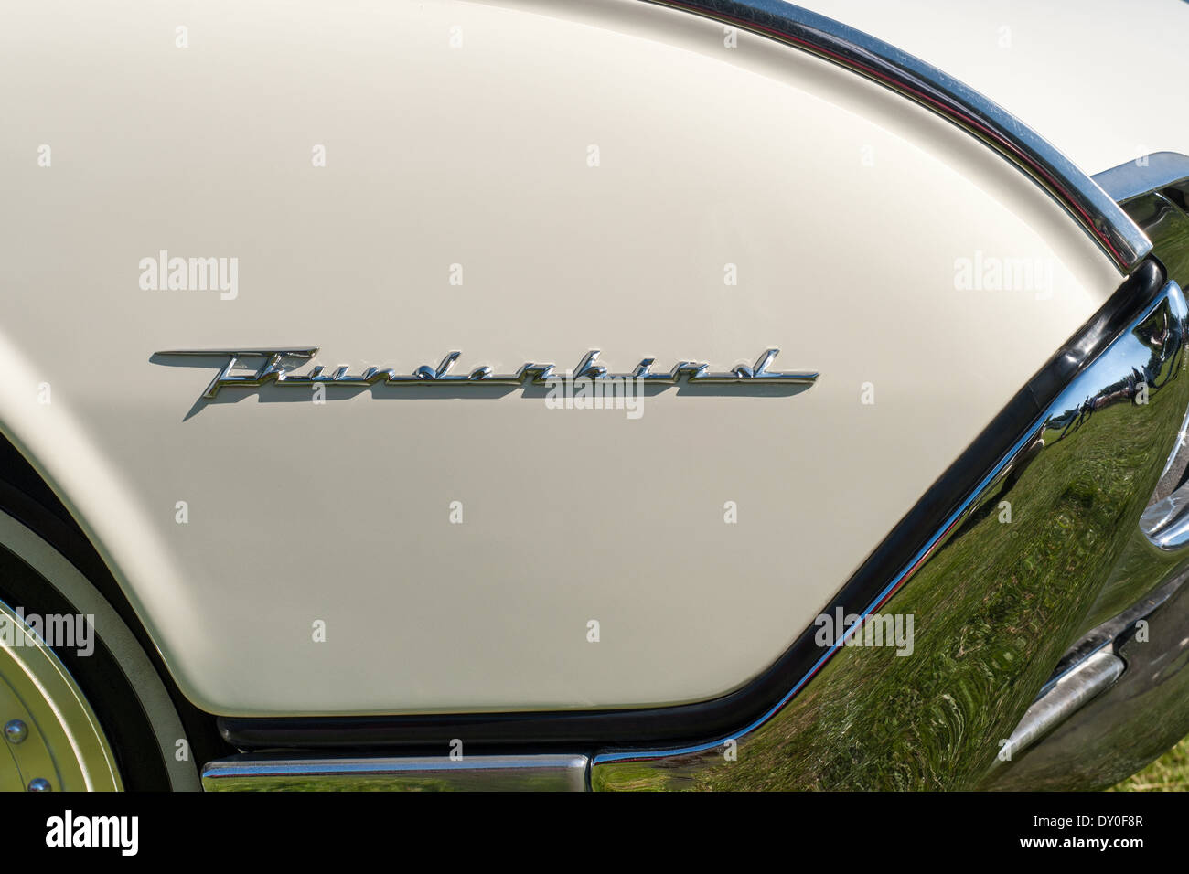 White Ford Thunderbird detail Stock Photo