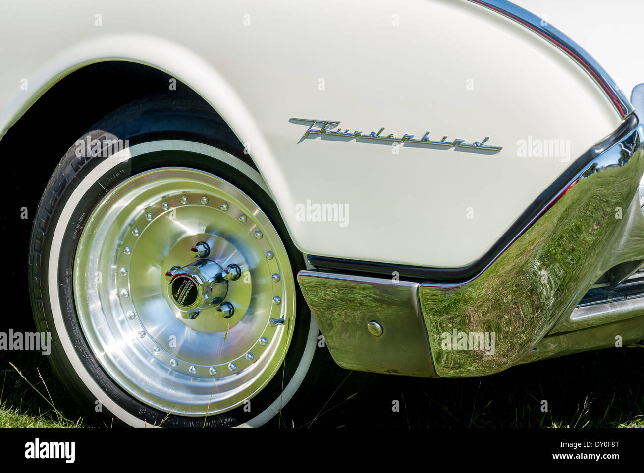 White Ford Thunderbird detail Stock Photo