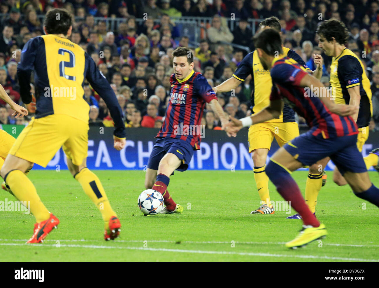 Barcelona, Spain. 1st Apr, 2014. Leo Messi in the match between FC Barcelona and Atletico de Madrid for the first leg of the quarterfinals round of the Champions League at the Camp Nou on April 1, 2014. Photo: Joan Valls/Urbanandsport/Nurphoto. Credit:  Joan Valls/NurPhoto/ZUMAPRESS.com/Alamy Live News Stock Photo