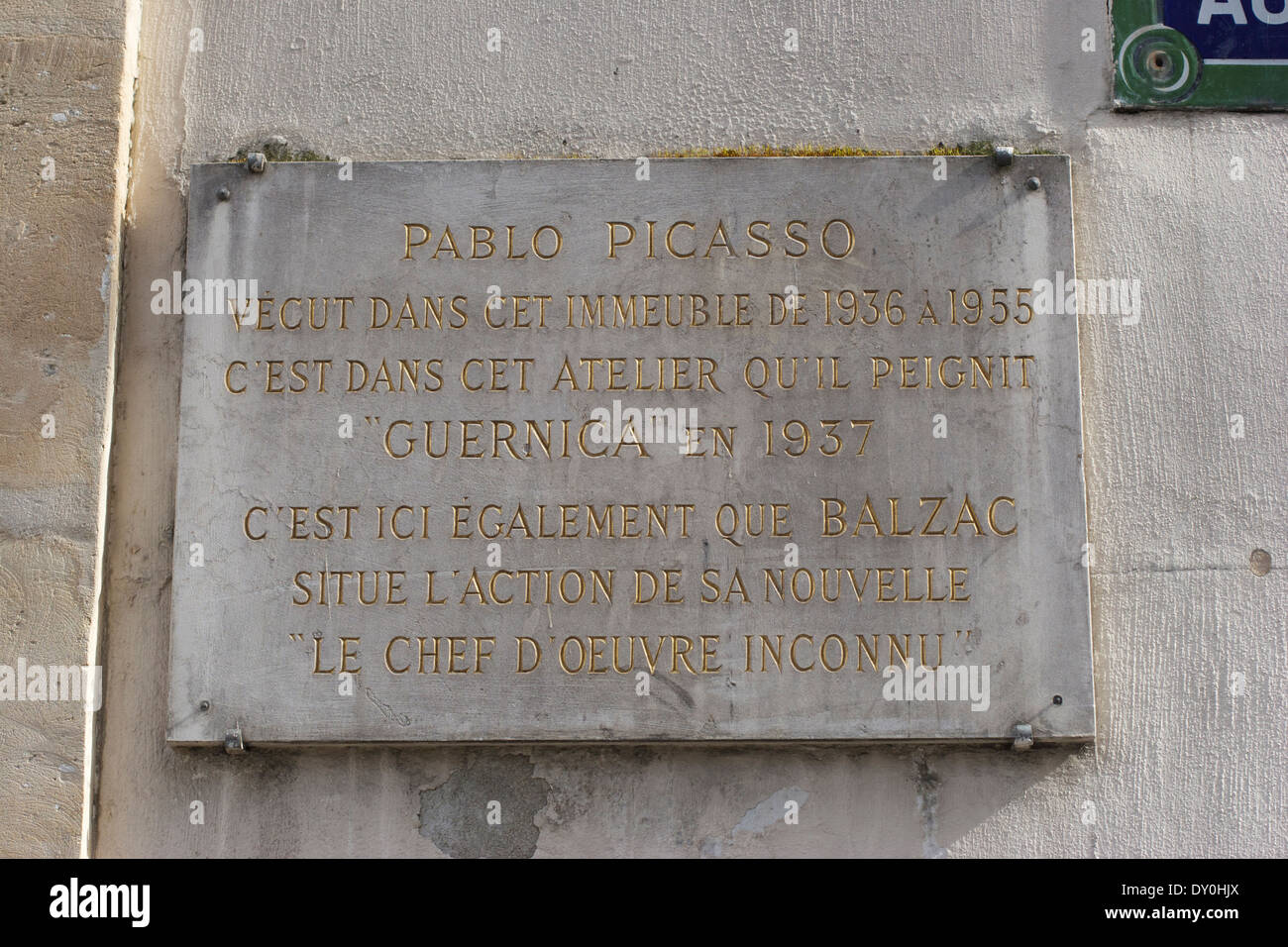 Both Picasso and Balzac lived at this address in Paris Stock Photo
