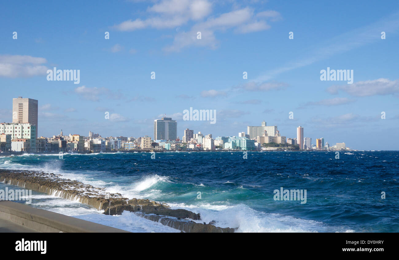 Panoramic view Verdado and Malecon Havana Cuba Stock Photo