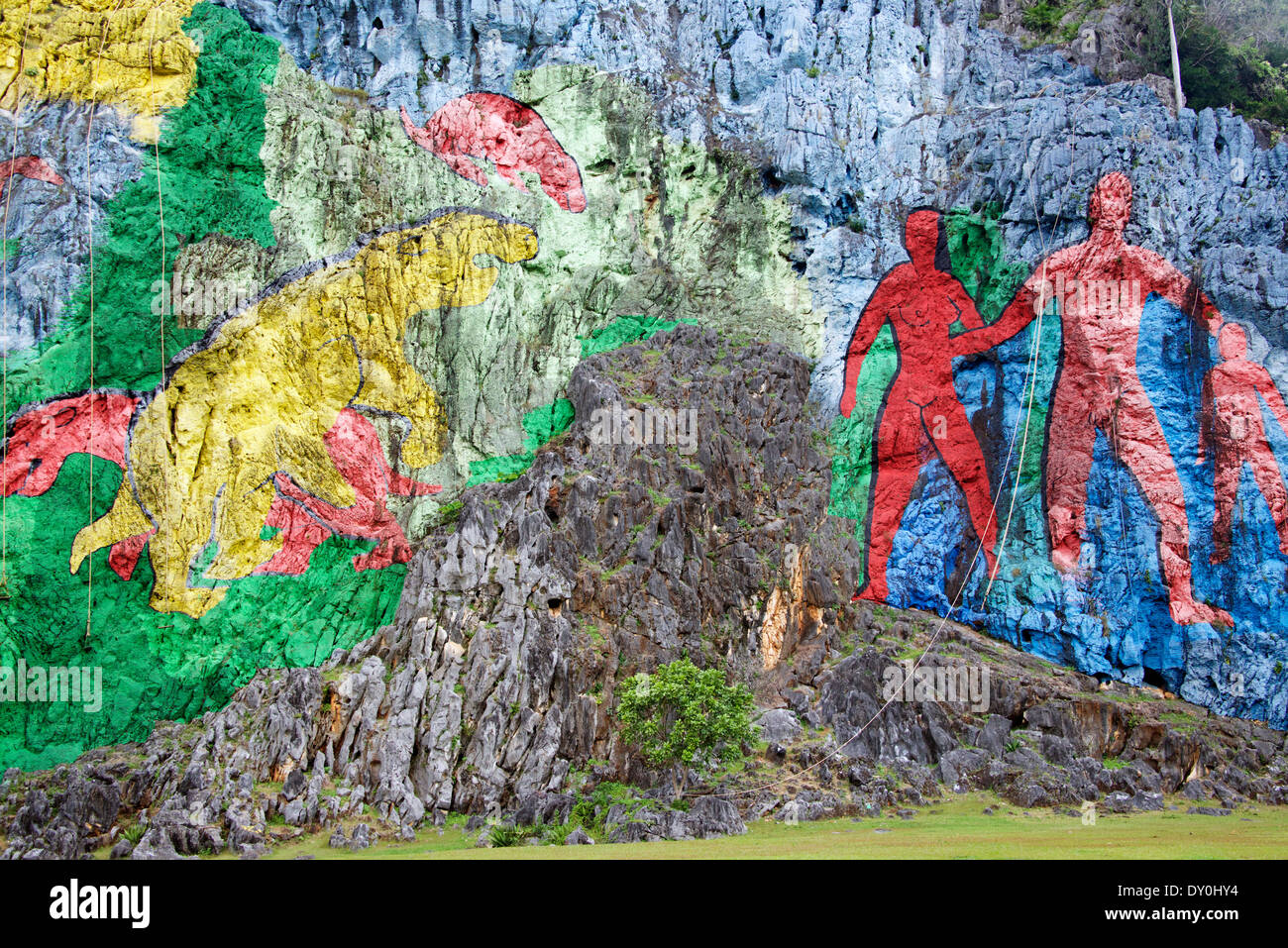 Detail Mural de la Prehistoria Vinales Valley Cuba Stock Photo