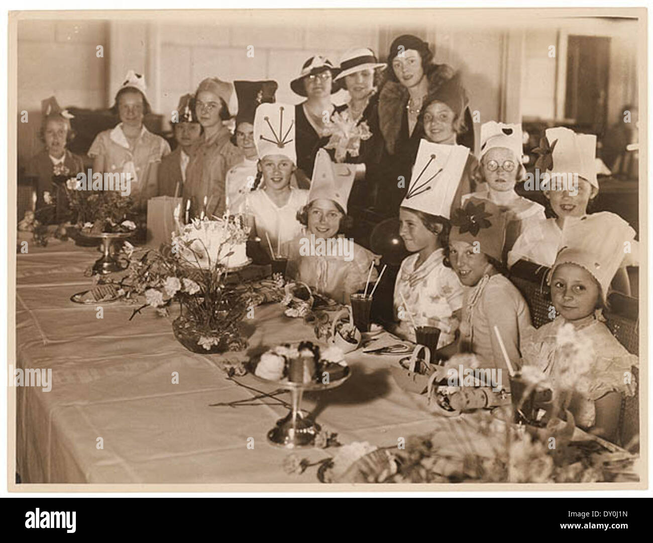 Girl’s 9th birthday party, c. 1930s / Sam Hood Stock Photo - Alamy