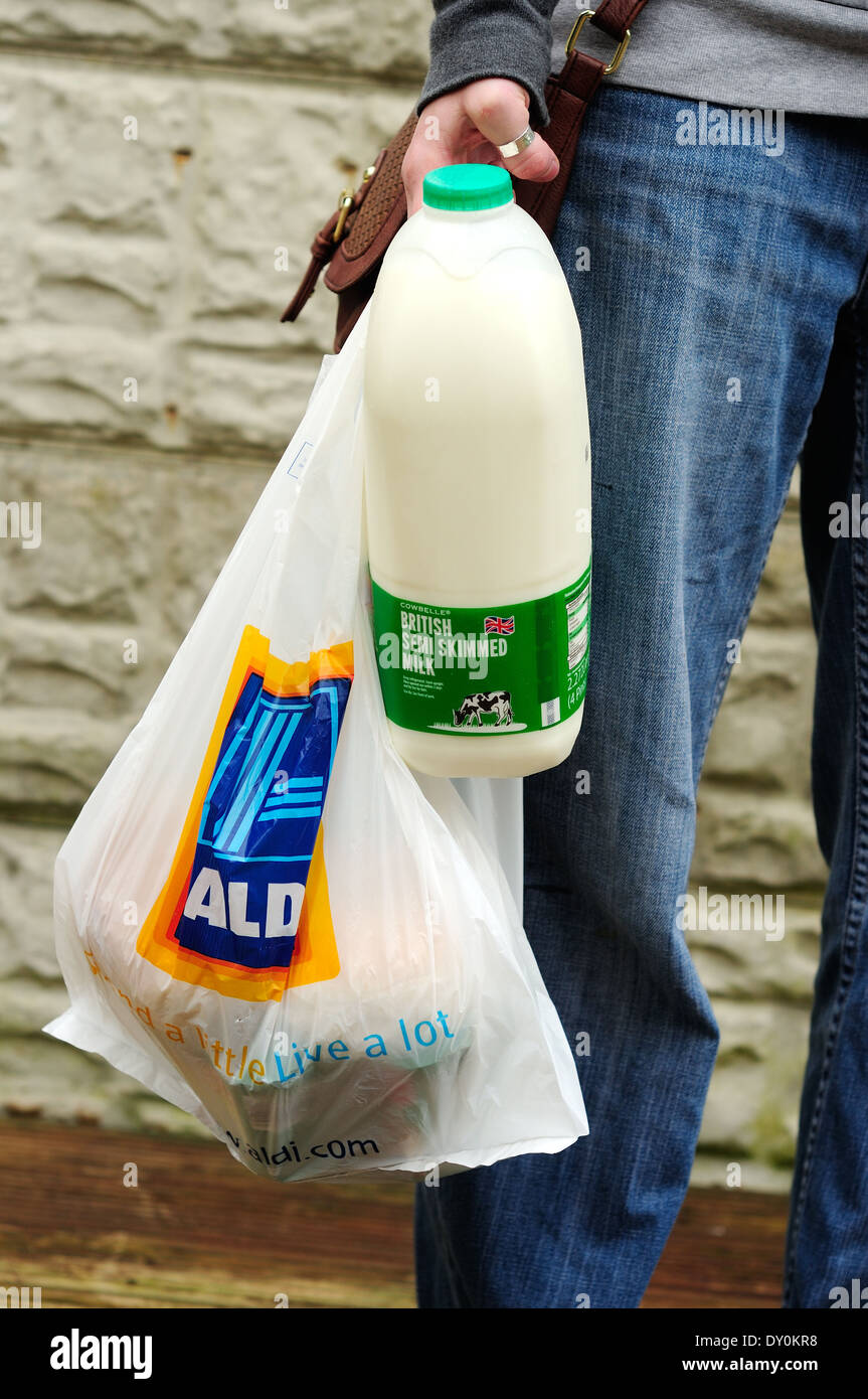 Aldi Four Pint Milk . Stock Photo