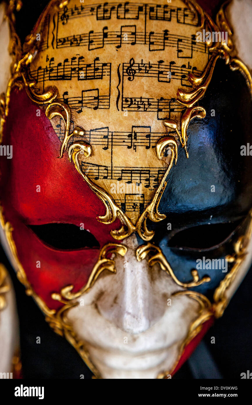 Carnival Masks On Display In A Shop Window, Venice, Italy Stock Photo