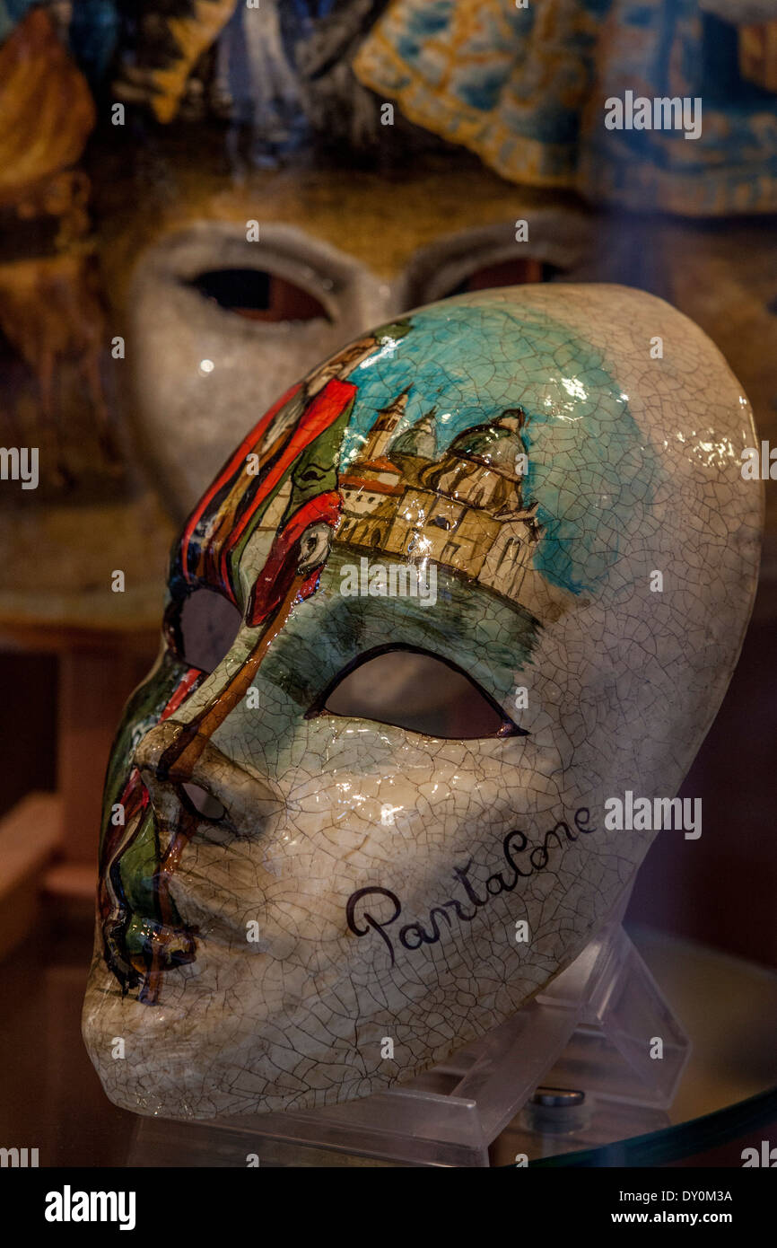 Carnival Masks On Display In A Shop Window, Venice, Italy Stock Photo