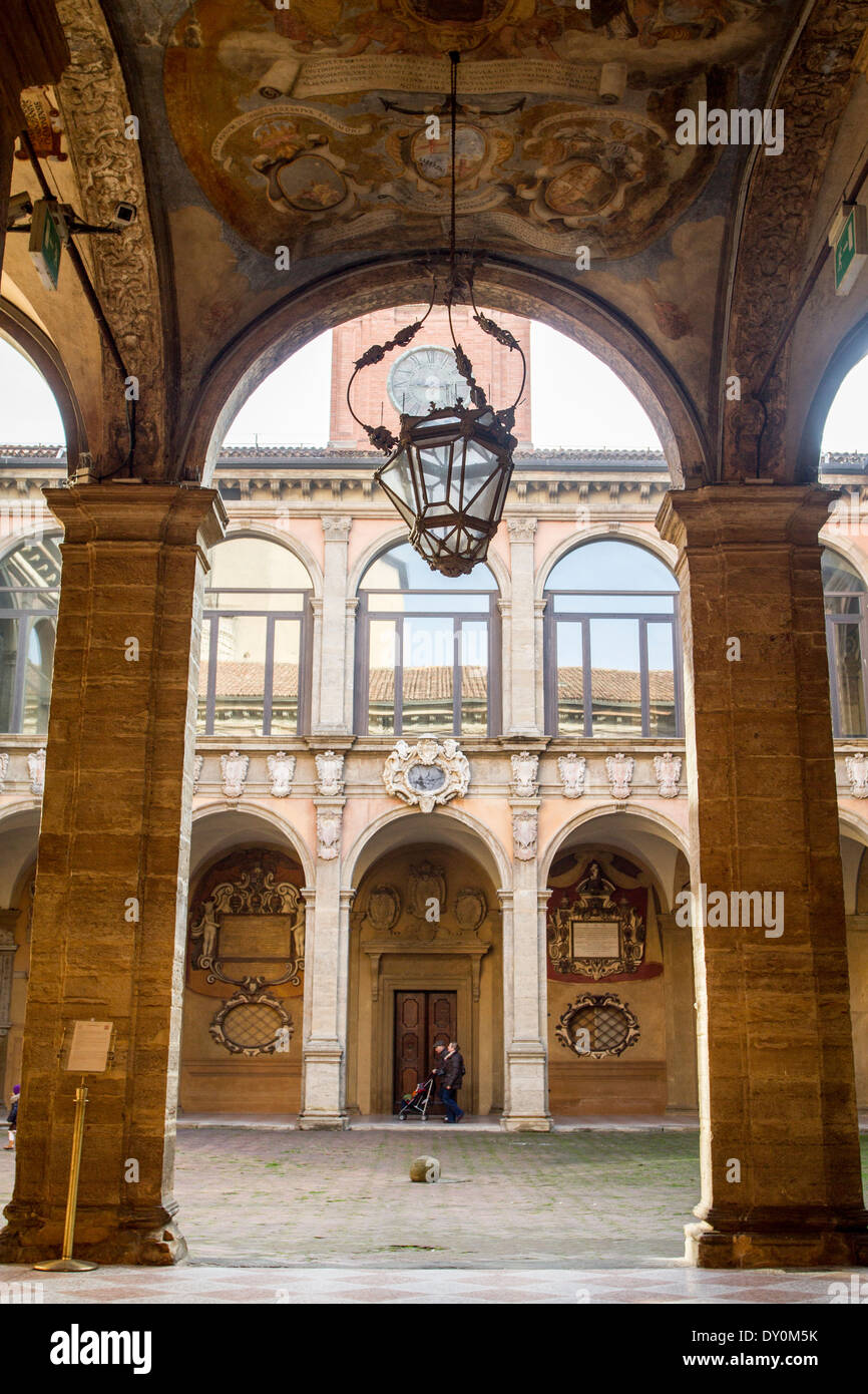 Old University of Bologna and library, Emilia Romagna, Italy Stock