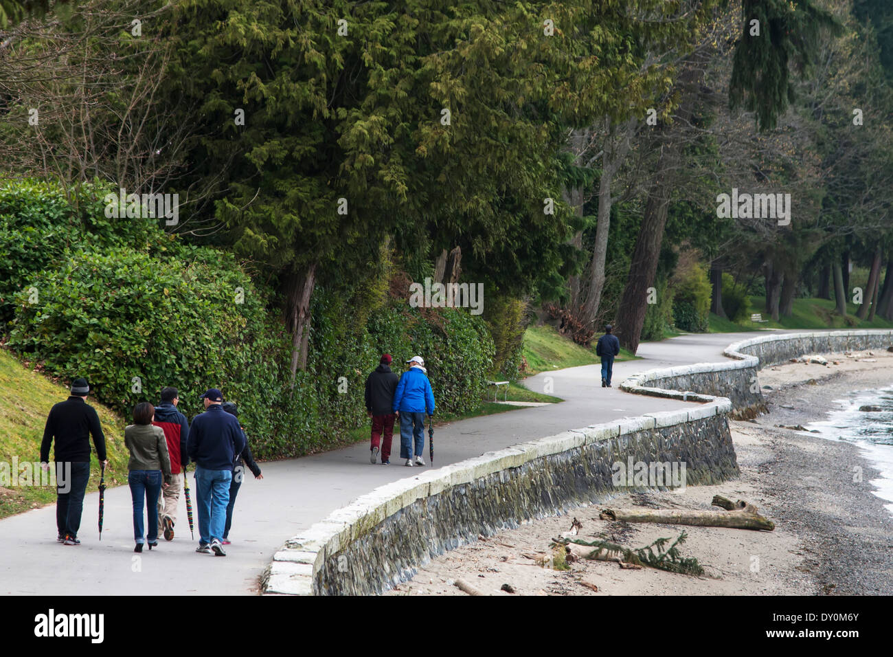 Walking along the seawall; Vancouver, British Columbia, Canada Stock Photo