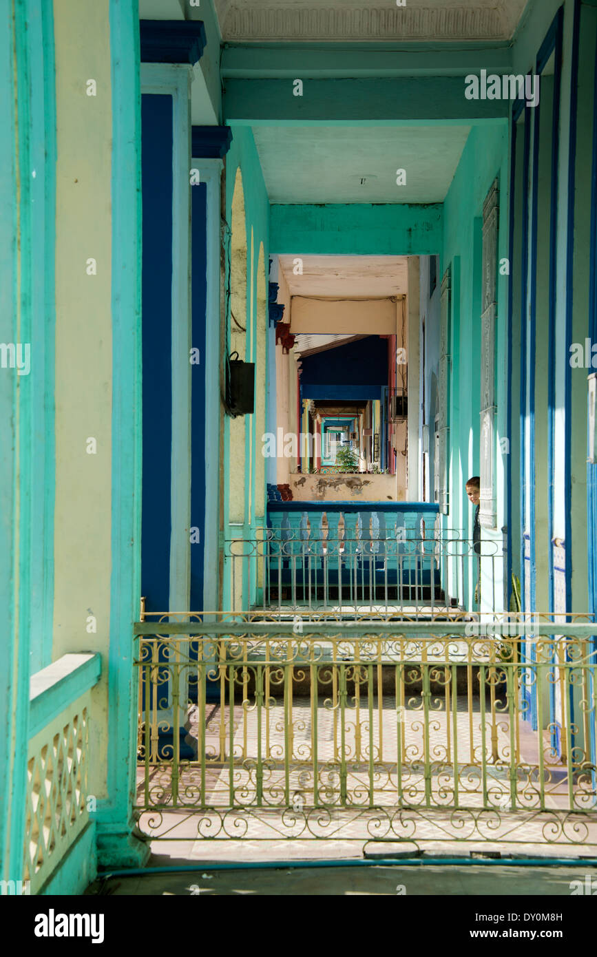 View inside porticoed houses Pinar del Rio Cuba Stock Photo