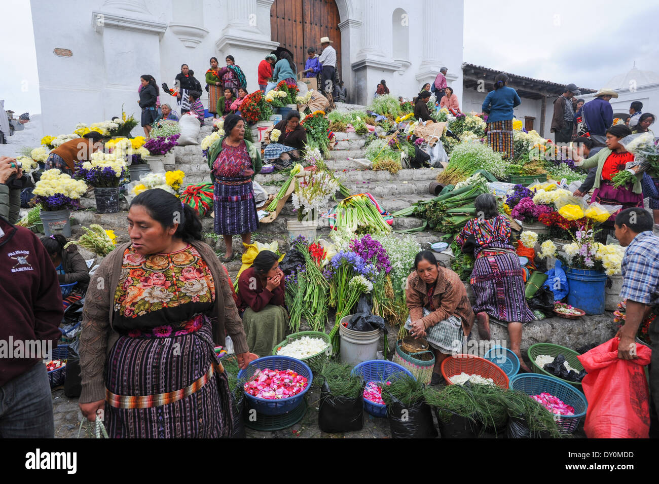 Church of Santo Tomas at Chichicastenango on Guatemala Stock Photo