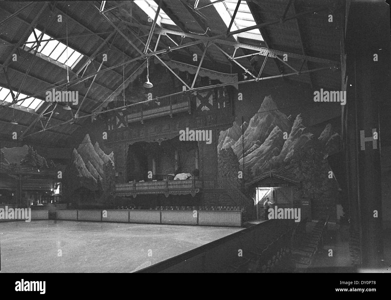 Ice skating interior of the glaciarium ice rink hires stock
