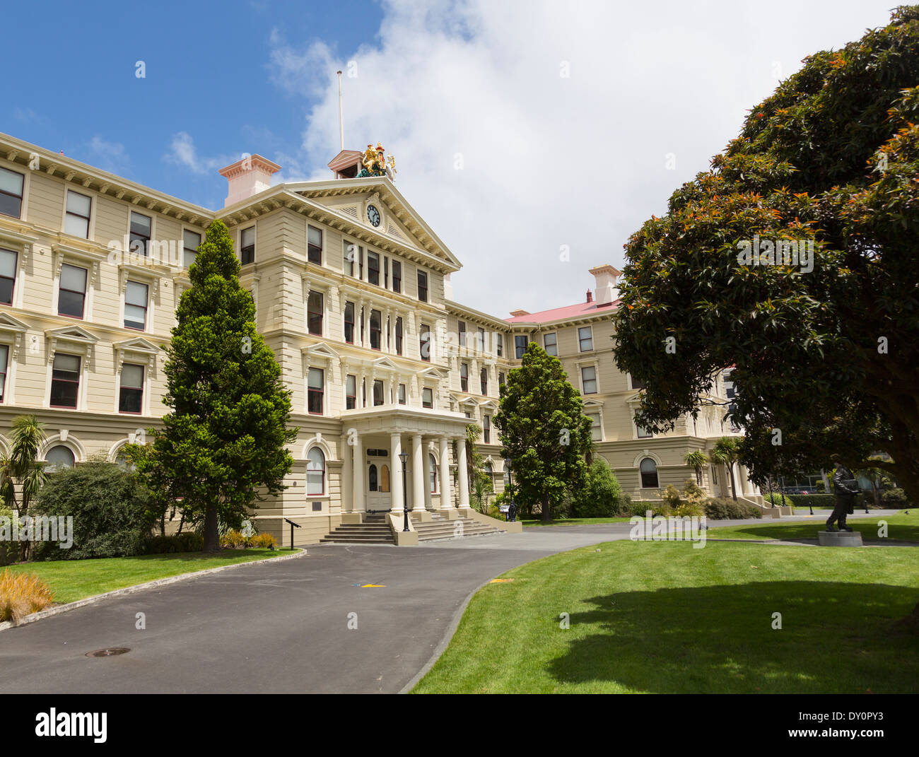 New Zealand, Wellington - Old Government Building constructed from wood and made to look like stone Stock Photo