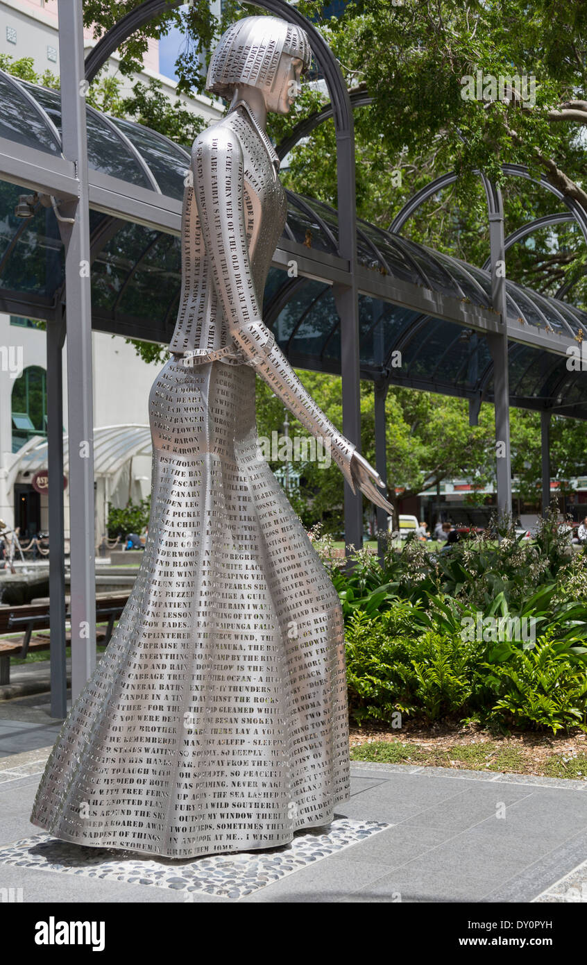 Statue of Katherine Mansfield, the famous New Zealand author in