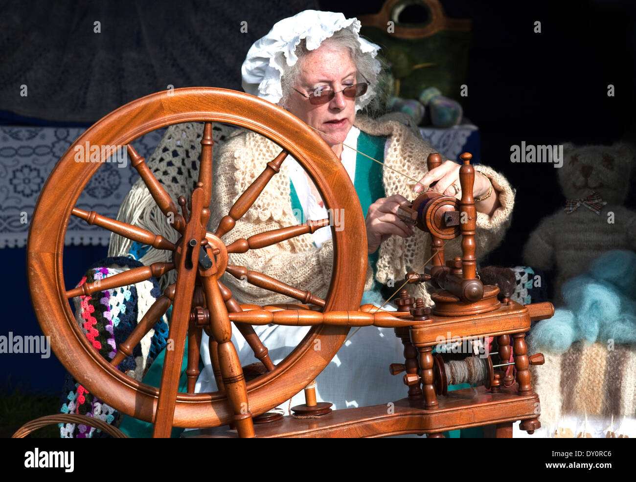 Spinning Yarn on Spinning Wheel Demonstration, Chatsworth Country Fair