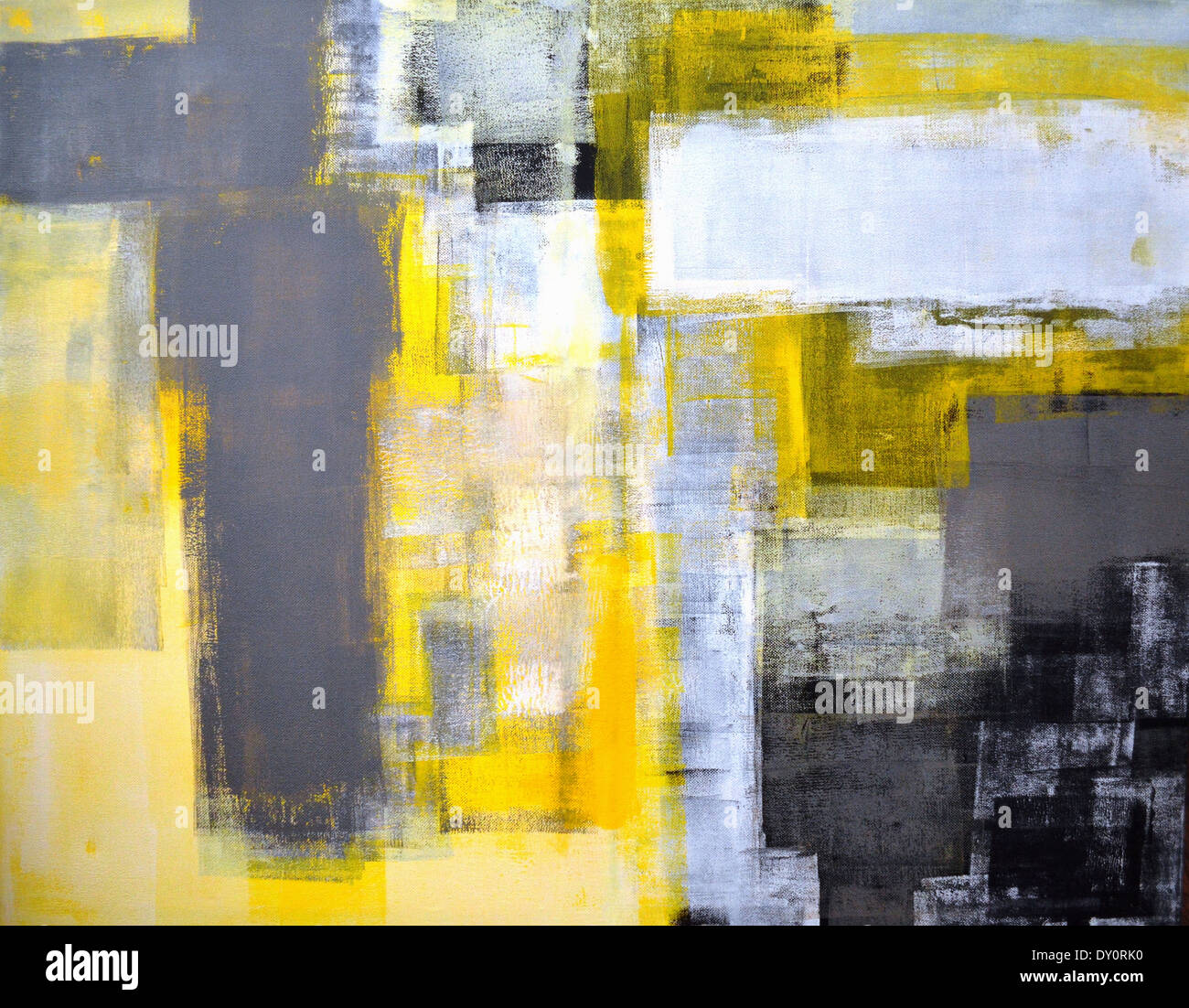 Grey and Yellow Abstract Art Painting Stock Photo