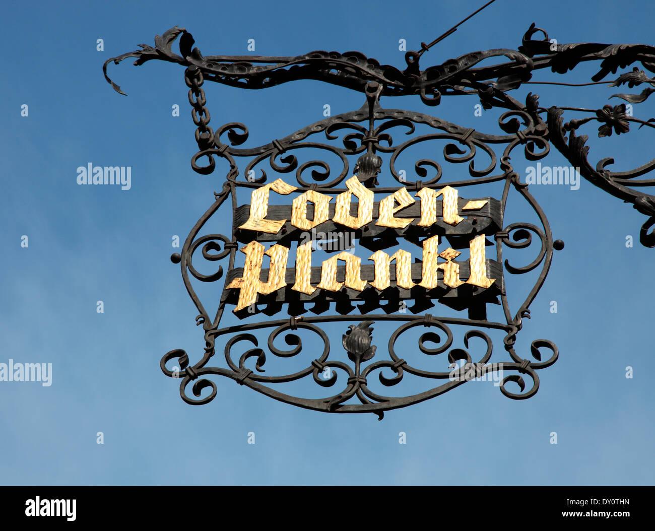 Sign for Loden Plankl Vienna's oldest traditional Viennese clothing outfitters established in 1830 Stock Photo