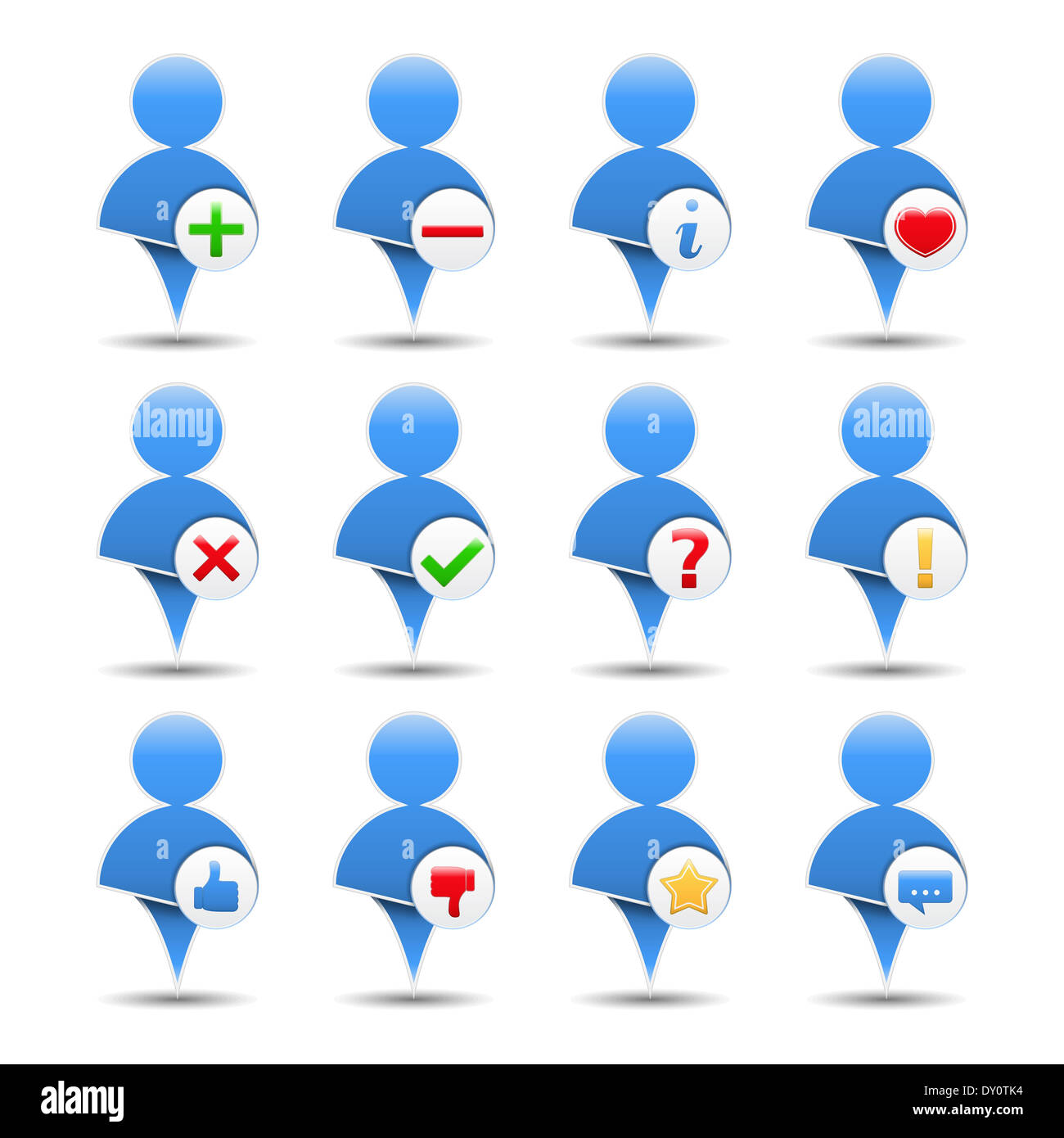 Blue icon of a user with different symbols Stock Photo - Alamy