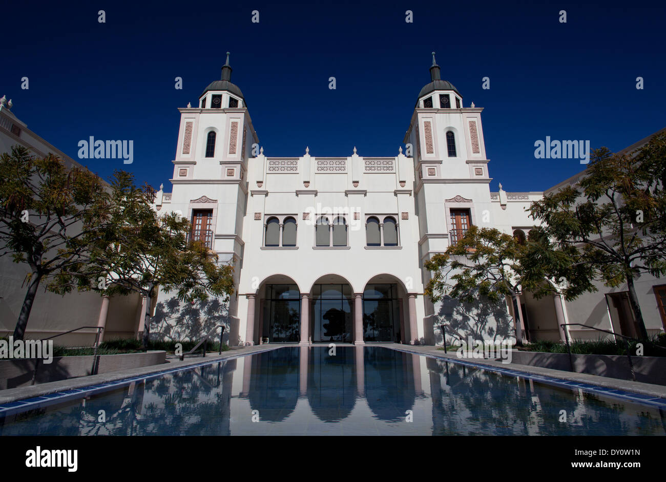 The department of history at the beautiful campus of the private Roman Catholic research university USD in March 2013. The University of San Diego was chartered in 1949. Stock Photo