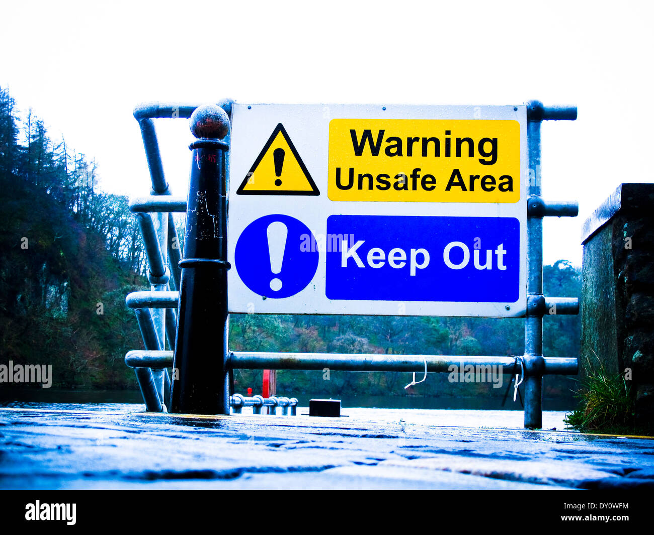 Warning unsafe area Keep Out caution sign Stock Photo