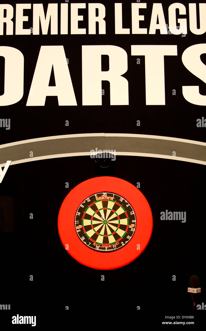 Betway Premier League Darts board and backboard Stock Photo