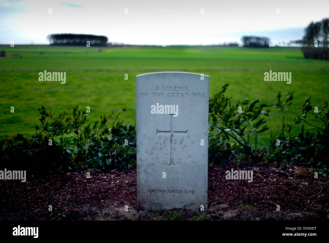 St Symphorien Military Cemetery,Mons, Belgium. February 2014 Unknown Soldier, Known unto God Stock Photo