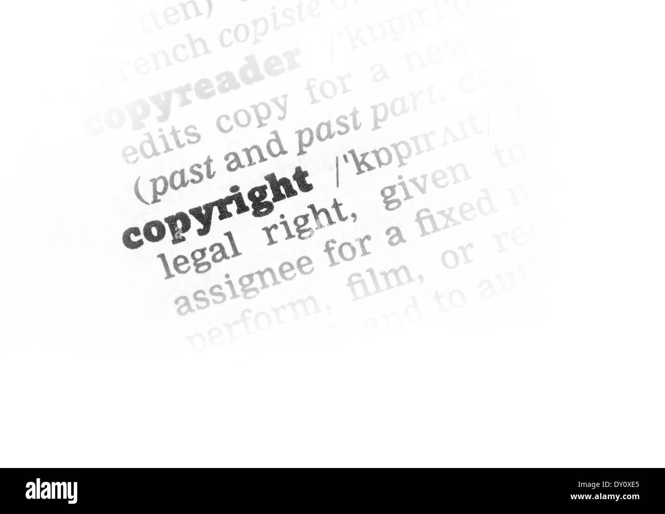 Copyright Dictionary Definition single word with soft focus Stock Photo
