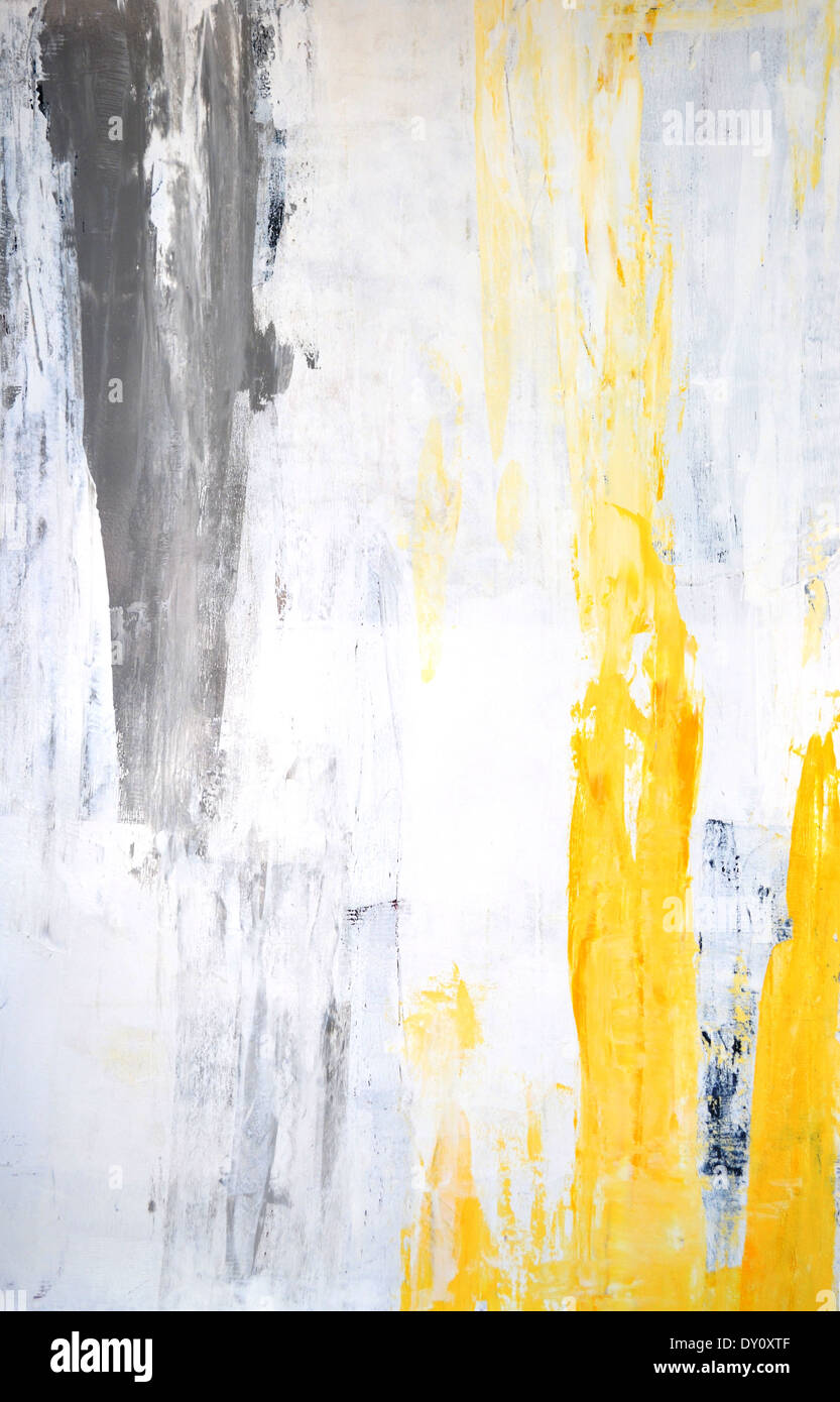 Grey and Yellow Abstract Art Painting Stock Photo