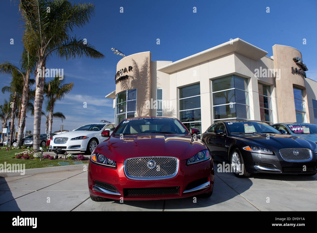 Brand new cars at the Jaguar San Diego in Kearny Mesa, in March 2013. Stock Photo