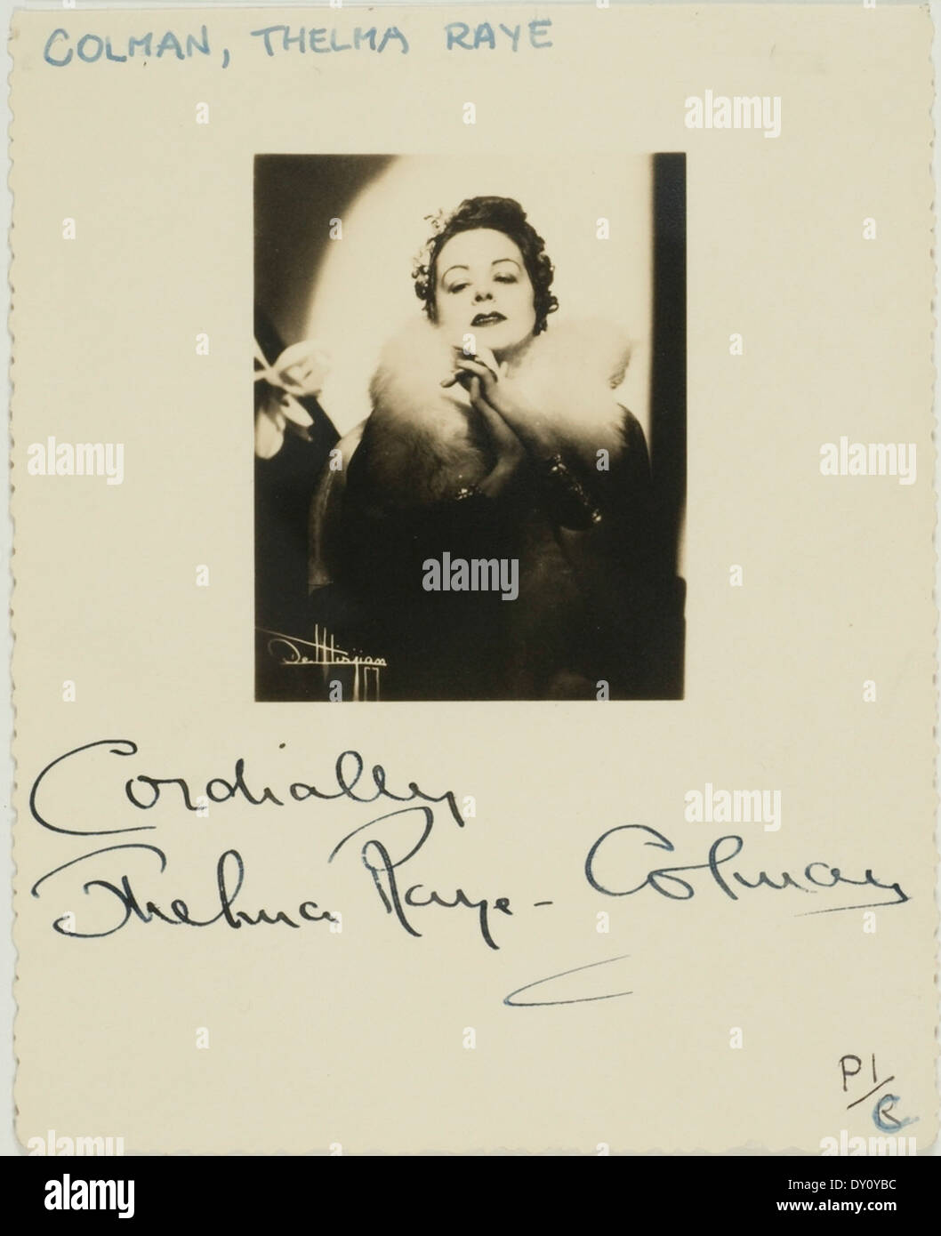 Thelma Raye-Colman, wife of film star Ronald Colman, ca. 1939 / De Mirjian, NY Stock Photo